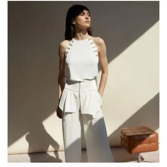 Murmur Reserve Blouse Top in White Gold Hardware Designer Retail $249 Sz 38 US M - Picture 2 of 10